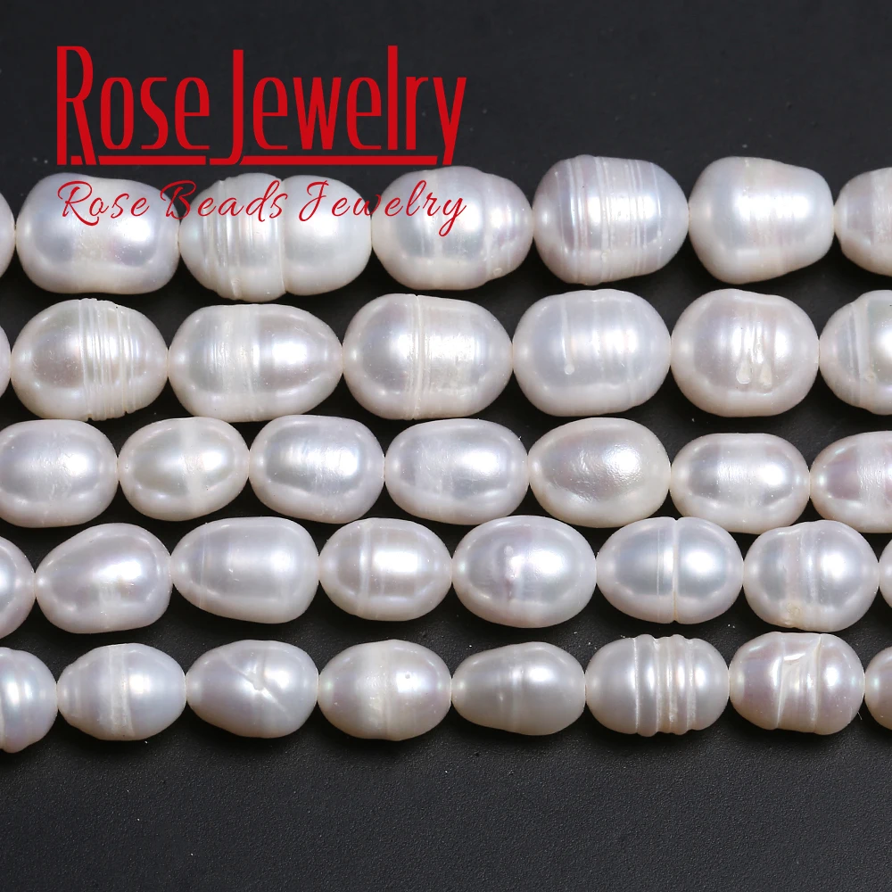 

Fine AAA 100% Real Natural Freshwater Pearls White Rice Shape Loose Beads 14'' Strand 5 6 7 8 9 10 MM Size For Jewelry Making