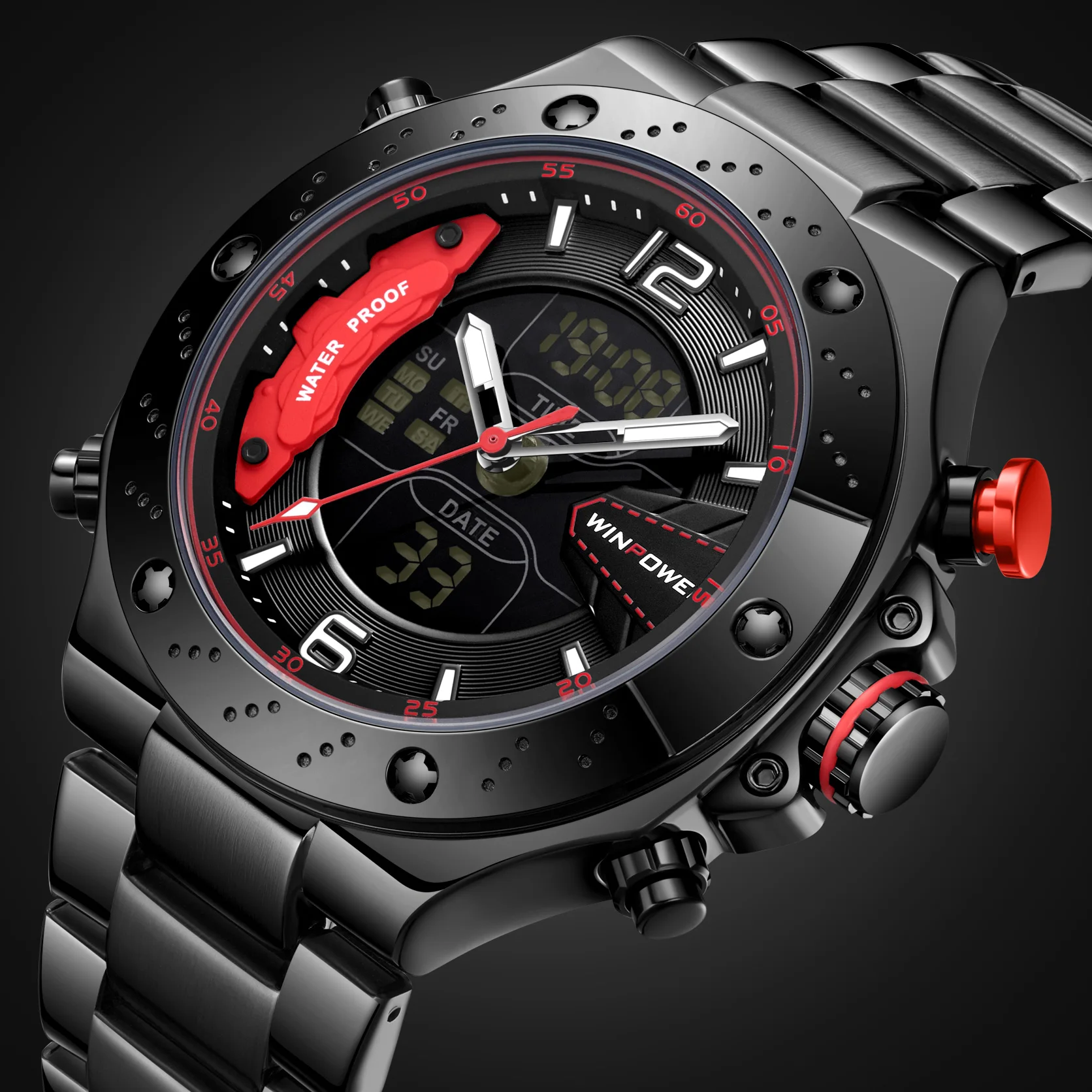 

Winpower Men’s Watches Top Brand Luxury Chronograph Quartz Men Watch Waterproof Sport Wrist Watch Men Stainless Steel Male Clock