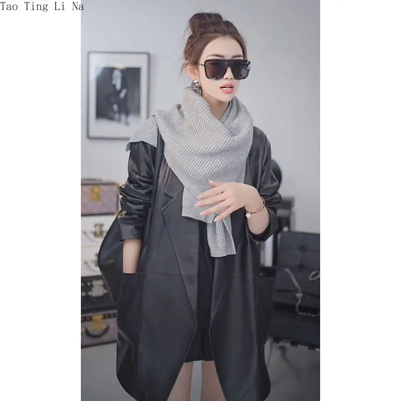 2023 Women New Genuine Sheep Leather Jacket High Quality Real Sheepskin Leather Coat W23