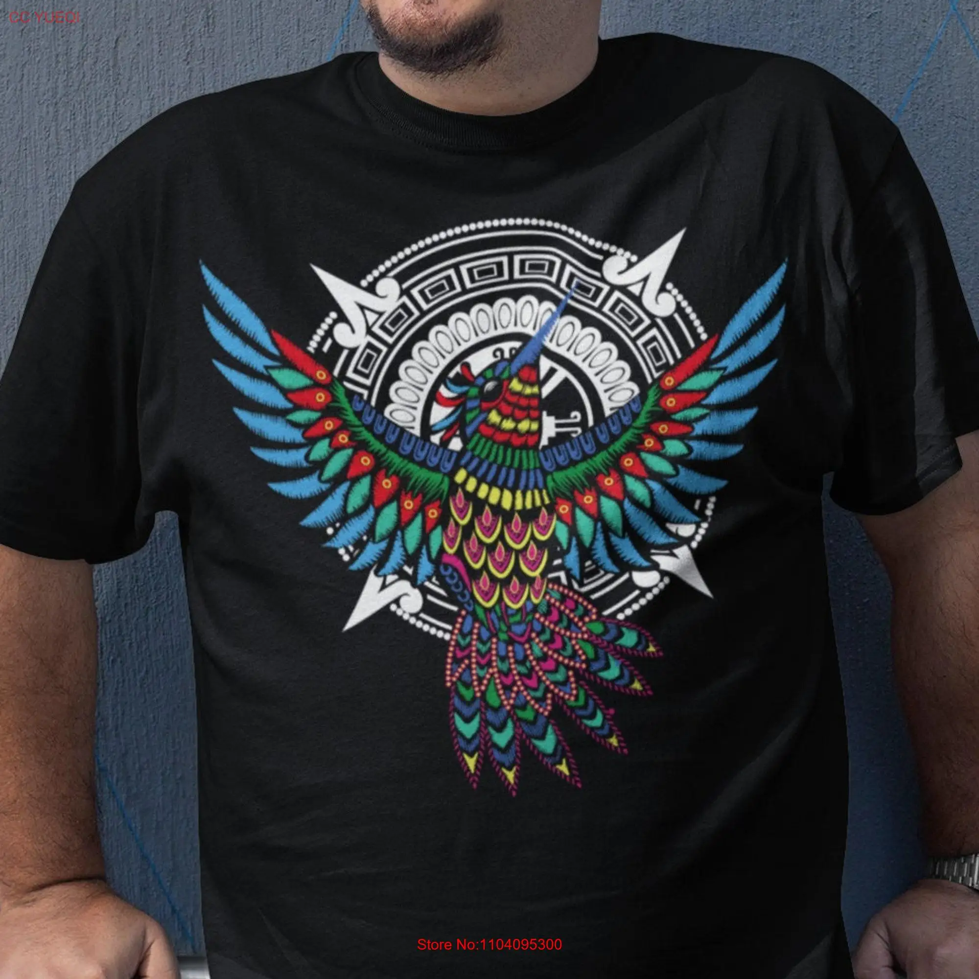 Рубашка Hummingbird Мексиканская Мужская ацтекская Художественная печать подарок