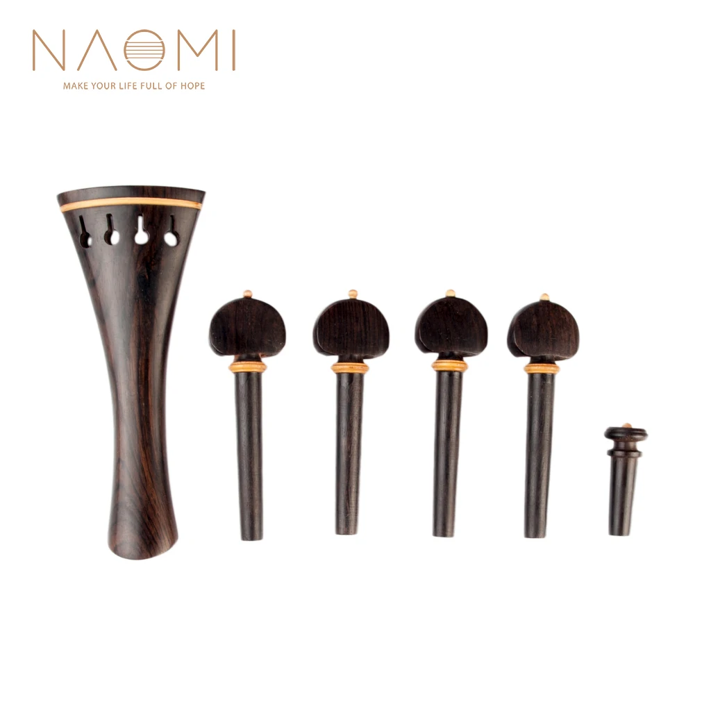

NAOMI Ebony Wood Violin Parts Set 4/4 Tailpiece +Turning Pegs+Endpin Ebony Wood Violin Fiddle Violin Parts