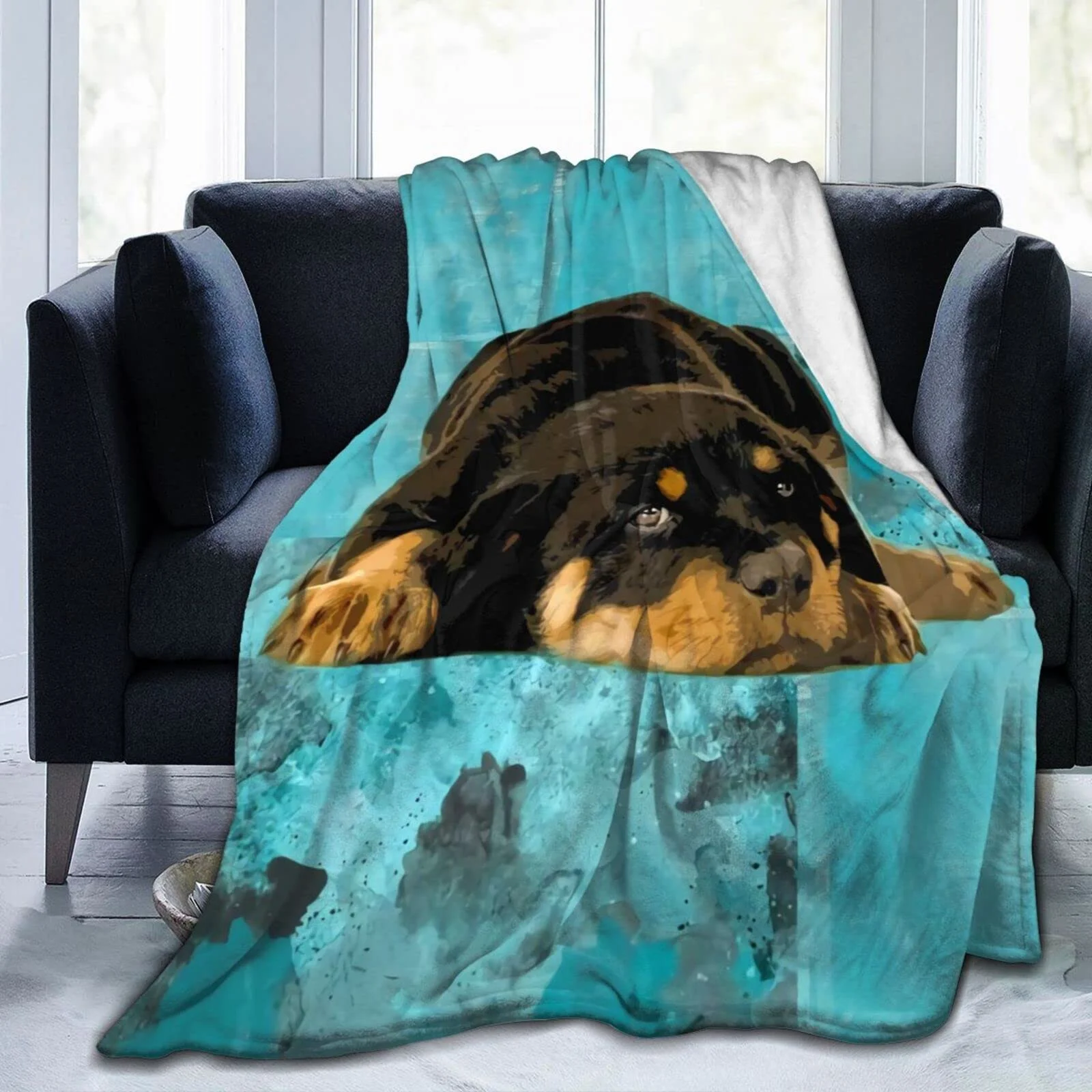 

Blankets Flannel Bed Couch Throws Lightweight All Seasons Suitable Women Men Kids Couple Camping Customized Shih Tzu Dog Black