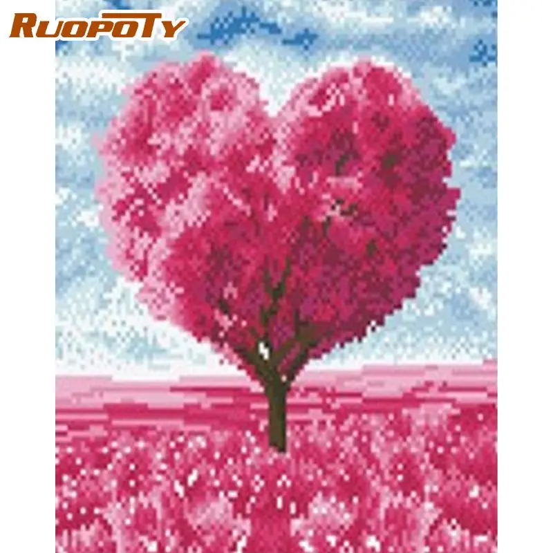 Алмазная 5D Вышивка RUOPOTY сделай сам мозаика Стразы с надписью Love Tree Набор для