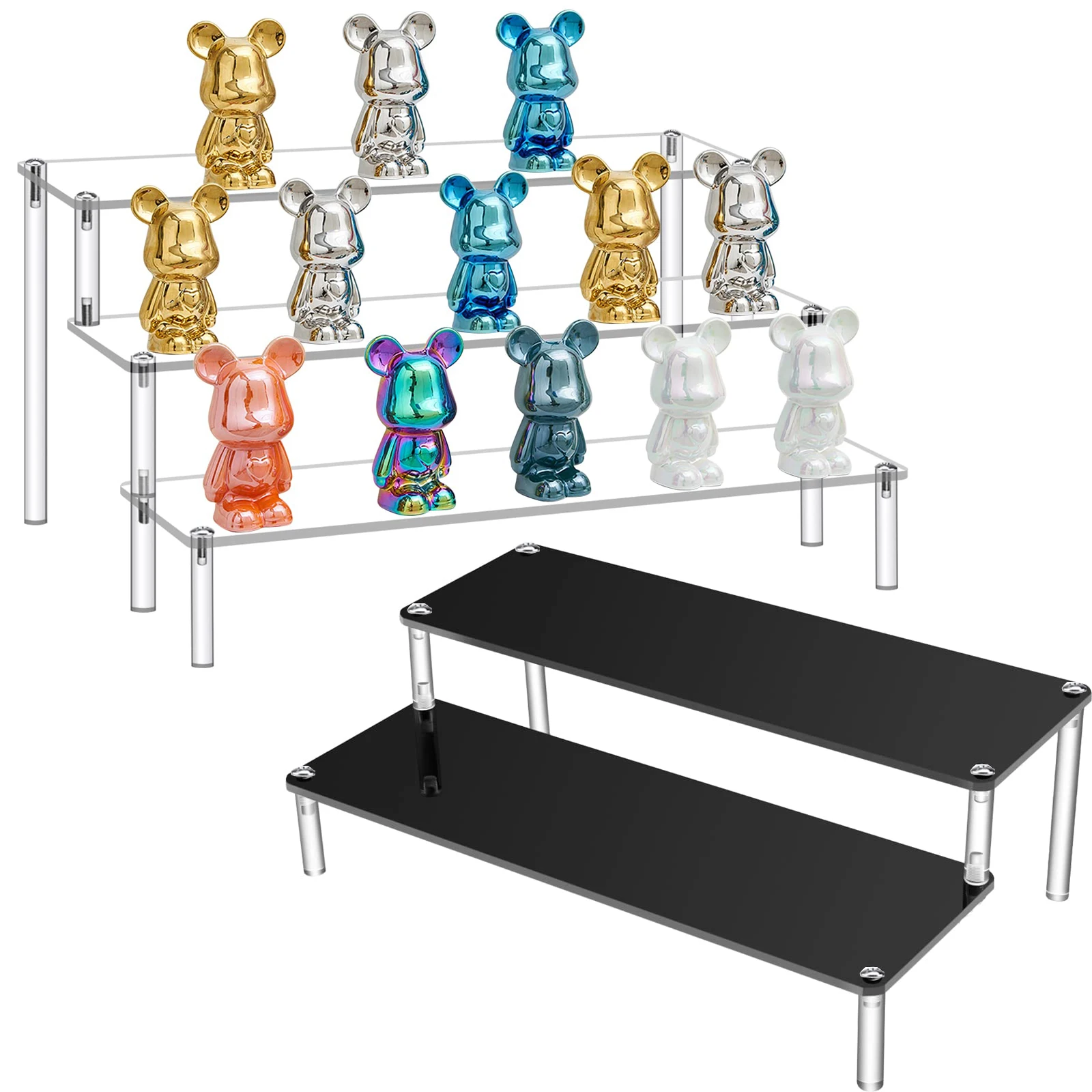 

1-5 Tier Acrylic Display Shelf Display Riser Stand for Cupcake Perfume Doll Makeups Décor Organizer Amiibo Funko POP Figures