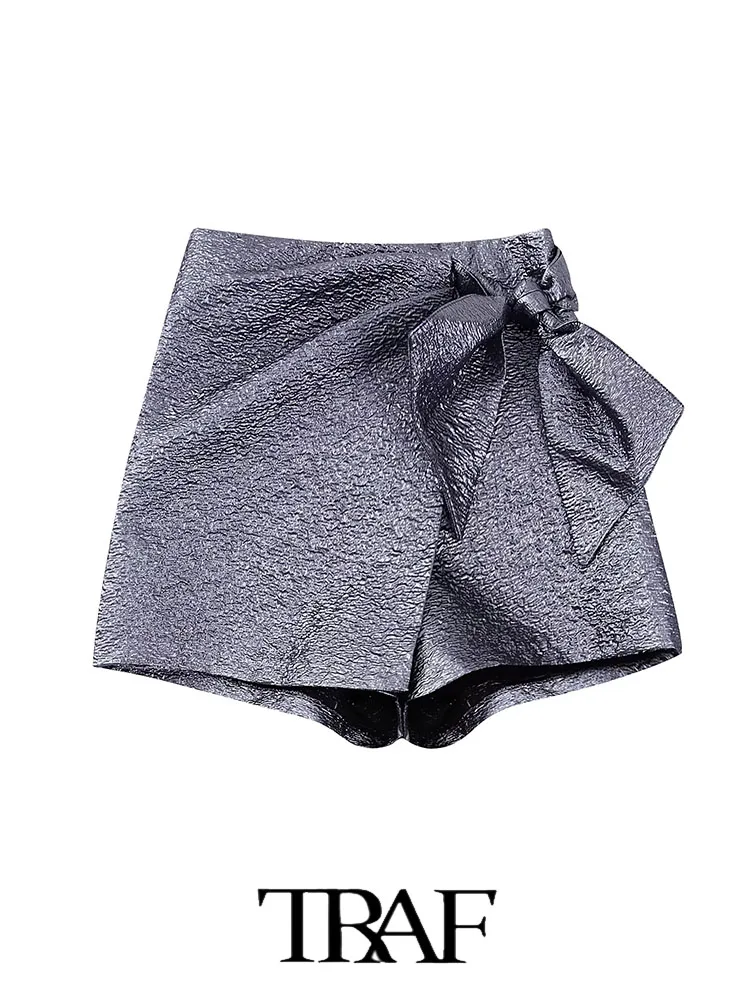 

Женские брюки-кюлоты TRAF 2023, повседневные брюки-кюлоты в стиле мечты с бантом, женские модные уличные короткие брюки, женские брюки