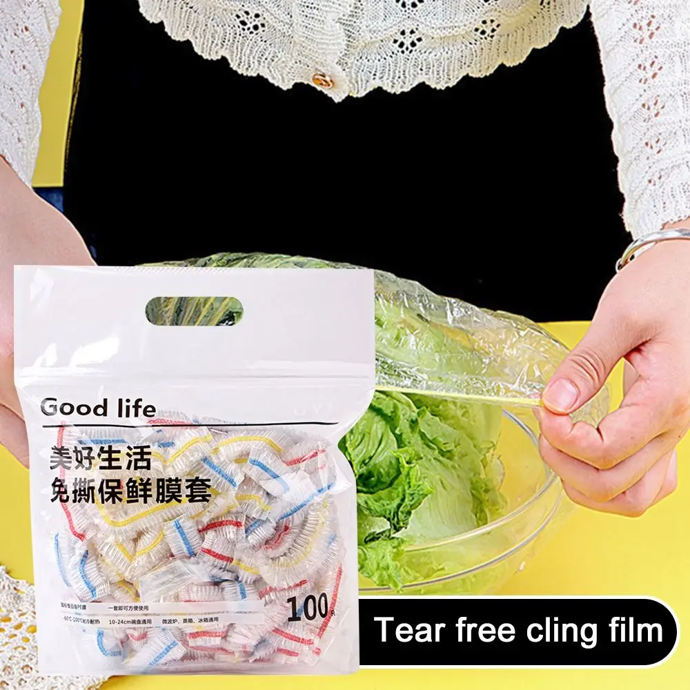 

Food-grade PE Plastic Elastic Band Keep Food Fruit Fresh for Kitchen Fridge Disposable Bowl Covers Food Wraps Film Bag