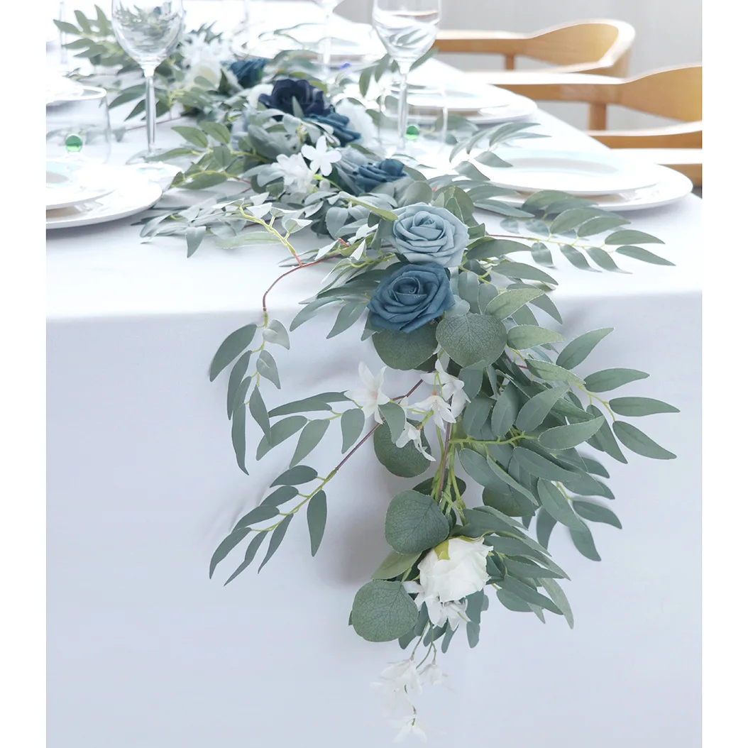 

Refinement Artificial Rose Flower Rattan Wedding Table Decorations Festival Party Desktop Rose Flower Layout Product Ornaments