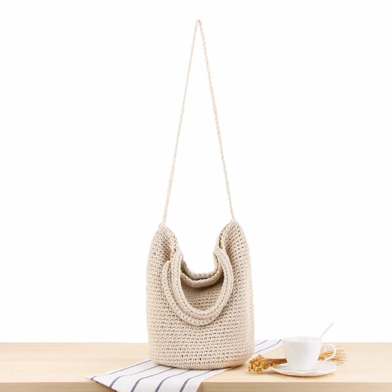 

Mori One Shoulder Hand Carry Woven Bag Bohemian Style Holiday Straw Bag Girls Travel Accessories Decorative Small Straw Bags