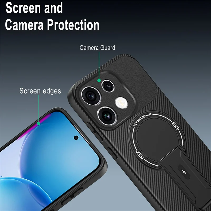 Фото Чехол с узором под карбон для OPPO Reno 16 Pro 16F 16FS Reno16 F FS 5G, магнитный, с подставкой для беспроводной зарядки, защитный чехол-футляр №5