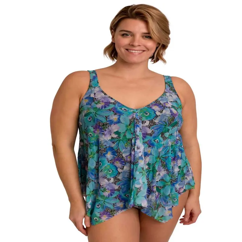 

Женский купальник 2023 плюс женский фиолетовый сетчатый платок с V-образным вырезом Танкини Топ купальные костюмы купальники Бесплатная дост...