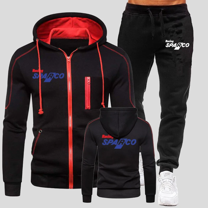 

Мужской спортивный костюм с капюшоном на молнии и брюками для бега