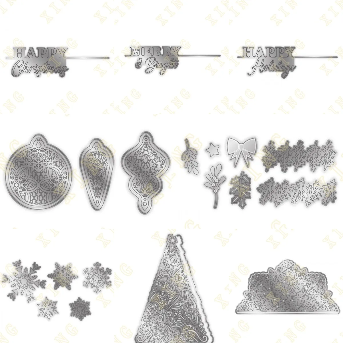 

Happy Christmas Tree Foliage Snowflake 2022 New Arrival Metal Cutting Dies Diy Scrapbook Paper Decoration Handmade Embossing