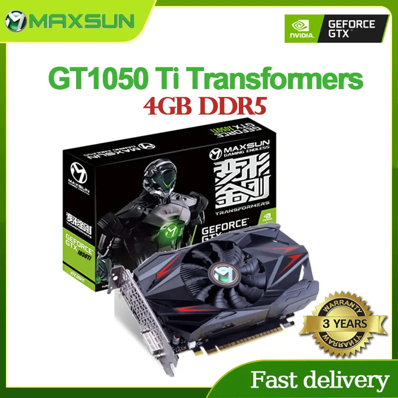 Видеокарта Maxsun GTX1050TI 4 ГБ Nvidia GDDR5 128 бит GPU видеокарта для ПК Новинка |