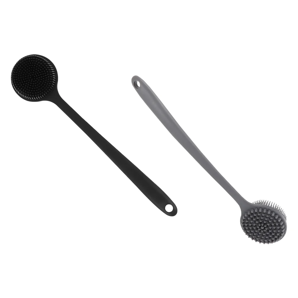 

2Pcs Long Handle Bath Brush Supple Silicone Back Scrub Bath Brush for Home