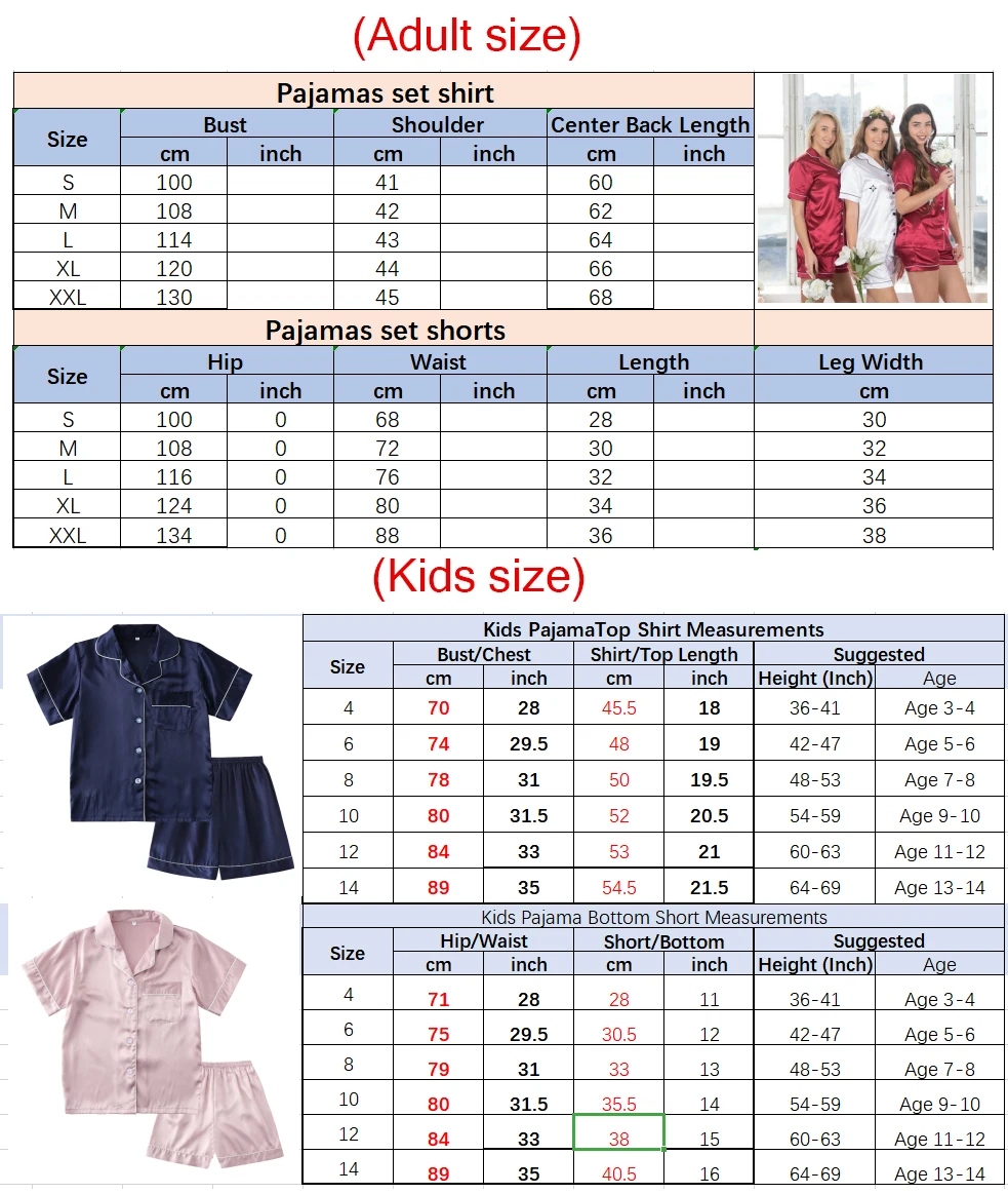 2022 Floral Silk Satin Pajamas Set Women Satin Sleepwear Ladies Pajamas  with Kids Pajamas for Teen Girls