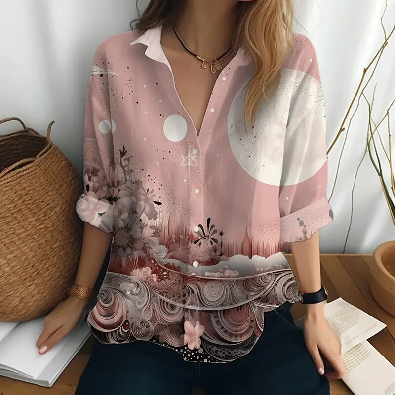 

Urban Elegant Women shirts & blouses pink Casual Loose Long Sleeve Shirt High -quality Female clothin Temperament Tops Shirts