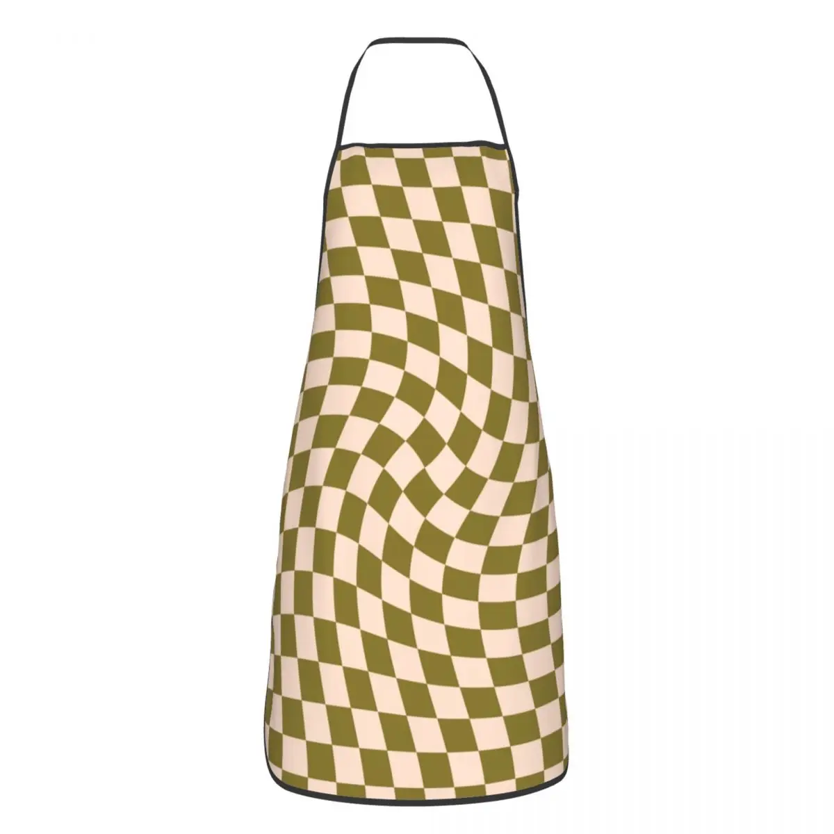

Custom Bib Vintage Check Green Moss Twist Aprons Men Women Unisex Chef Kitchen Cooking Modern Geometry Tablier Cuisine Baking