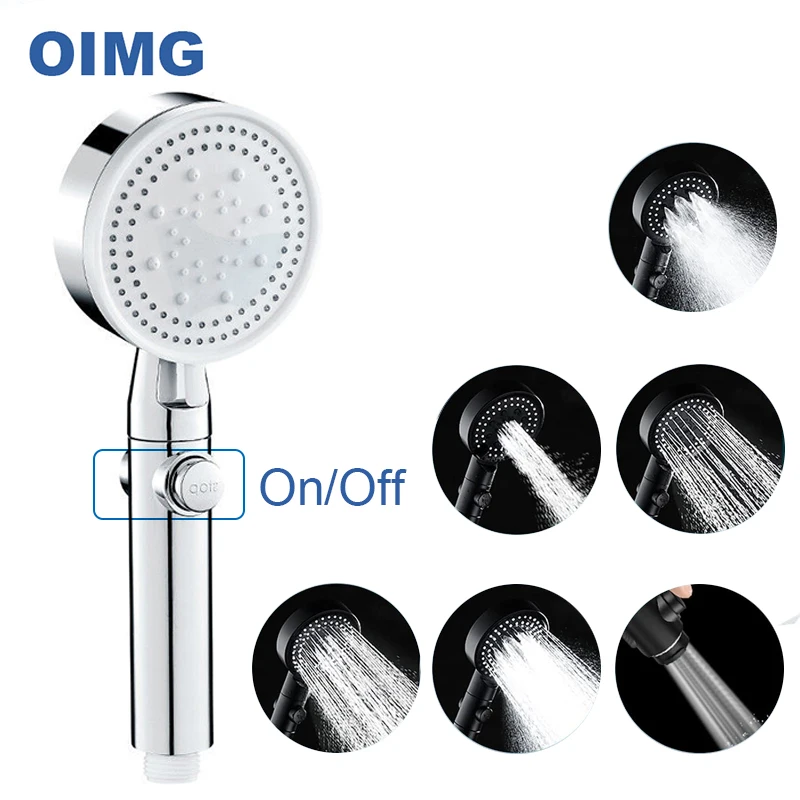 

5 Modes Handheld Shower Head with ON/OFF Switch High Pressure Bathroom Shower Head Spray Nozzle with 1.5M Hose and Holder