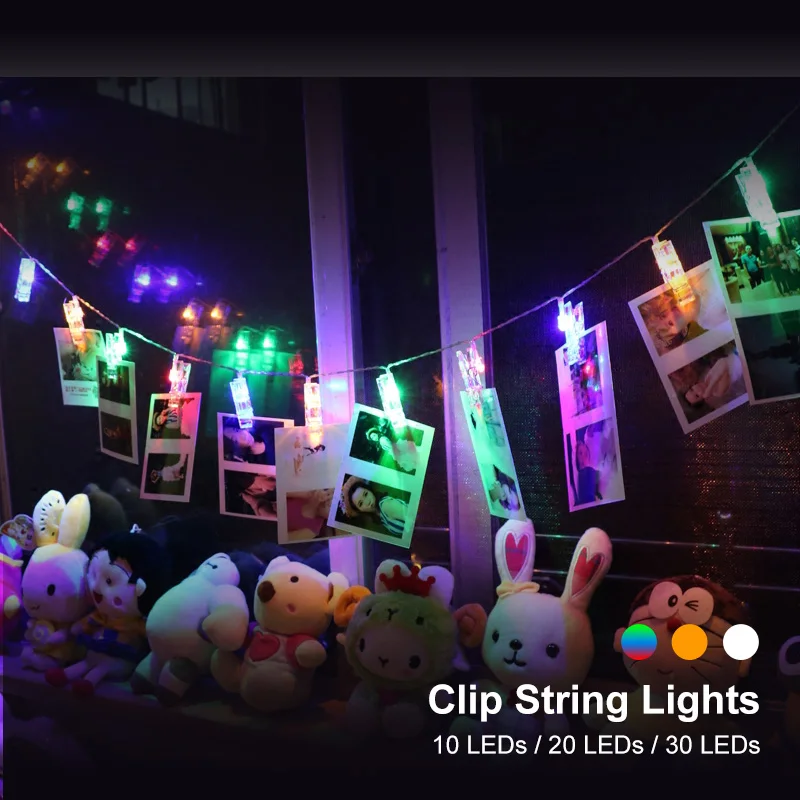 

1.5m 2m 3m Photo Clip LED String Lights Battery Powered Fairy Light Christmas Garland Decoration for Bedroom Wall Party Wedding