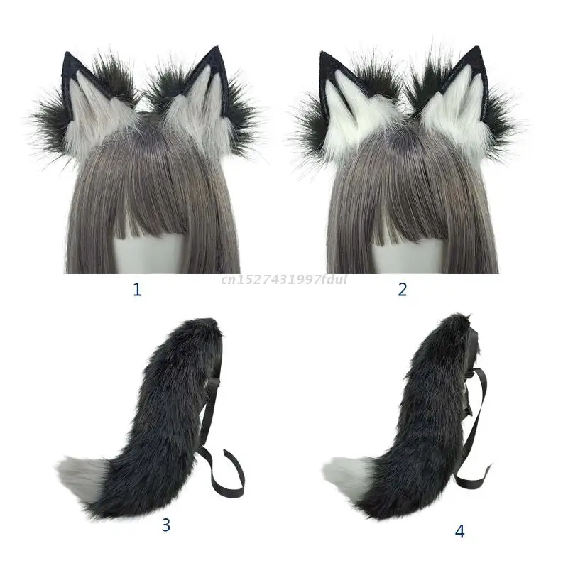 

Cute Fur Furry Wolf Tail Adjustable Belt Headband Party Christmas Costume Props Funny Cosplay Xmas Anime Accessories