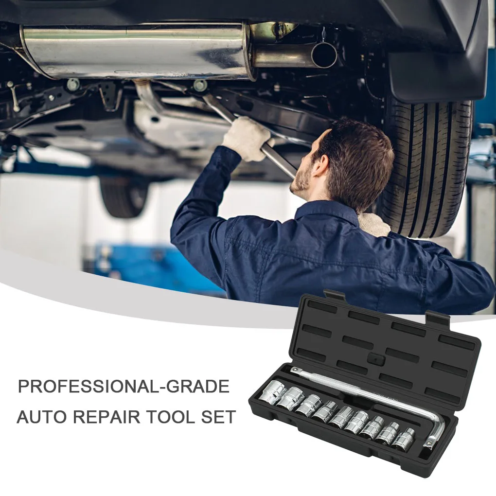 

10 Pcs Car Repair Tools with Case Vehicle Mirror Bending Bar Sockets Automobile Multitool Ratchet Tool Kit Spare Part