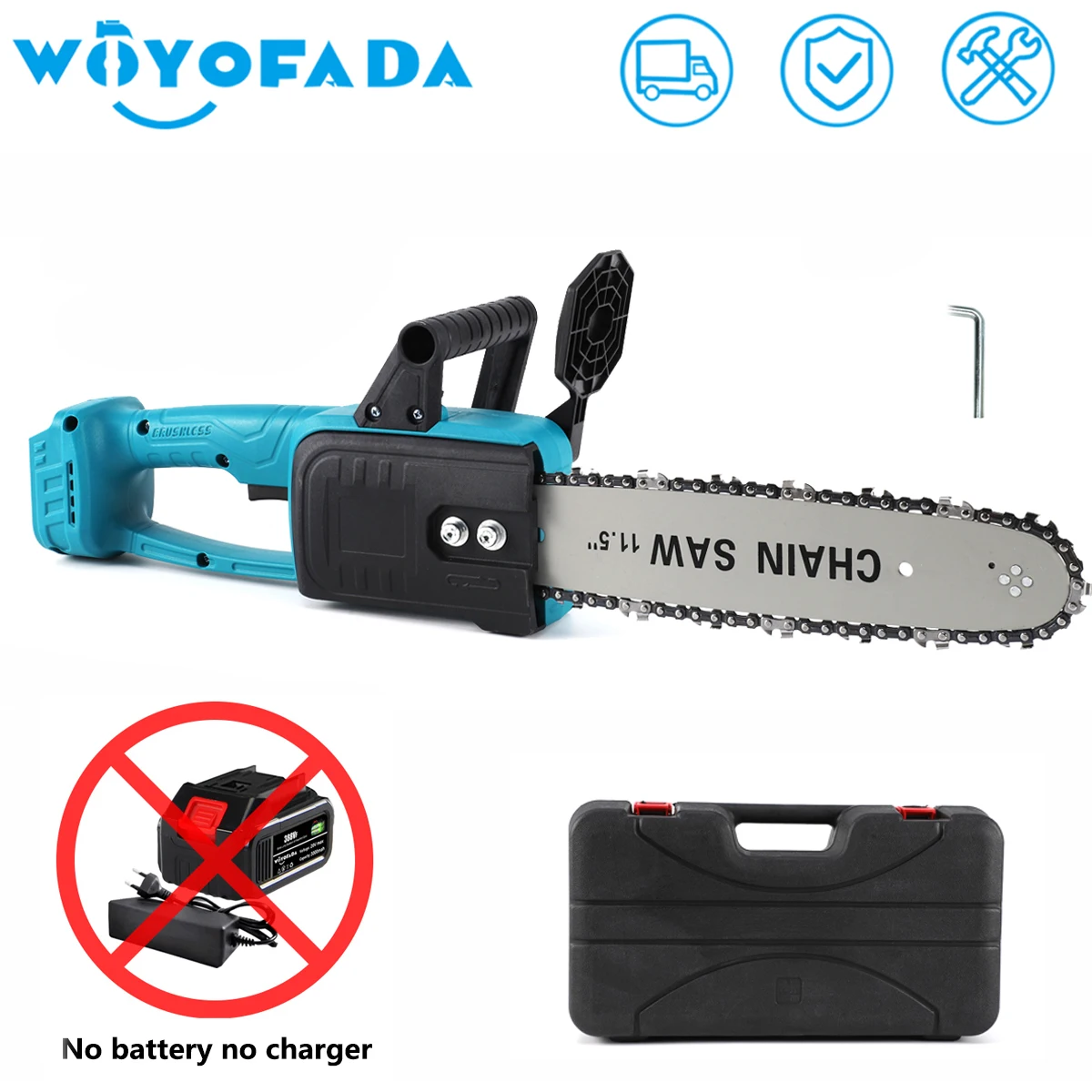 

WOYOFADA Brushless Electric Saw Handheld Cordless Logging Saw woodworking Cutting Chainsaw (No Battery) For Makita 18V Battery