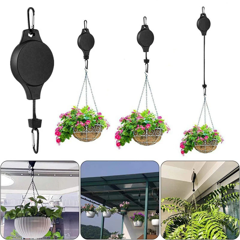 

1Pc Adjustable Duty Plant Hanging Pulleys for Garden Baskets Bird Feeder Plant Pulley Hook Retractable Plant Hook Pulley