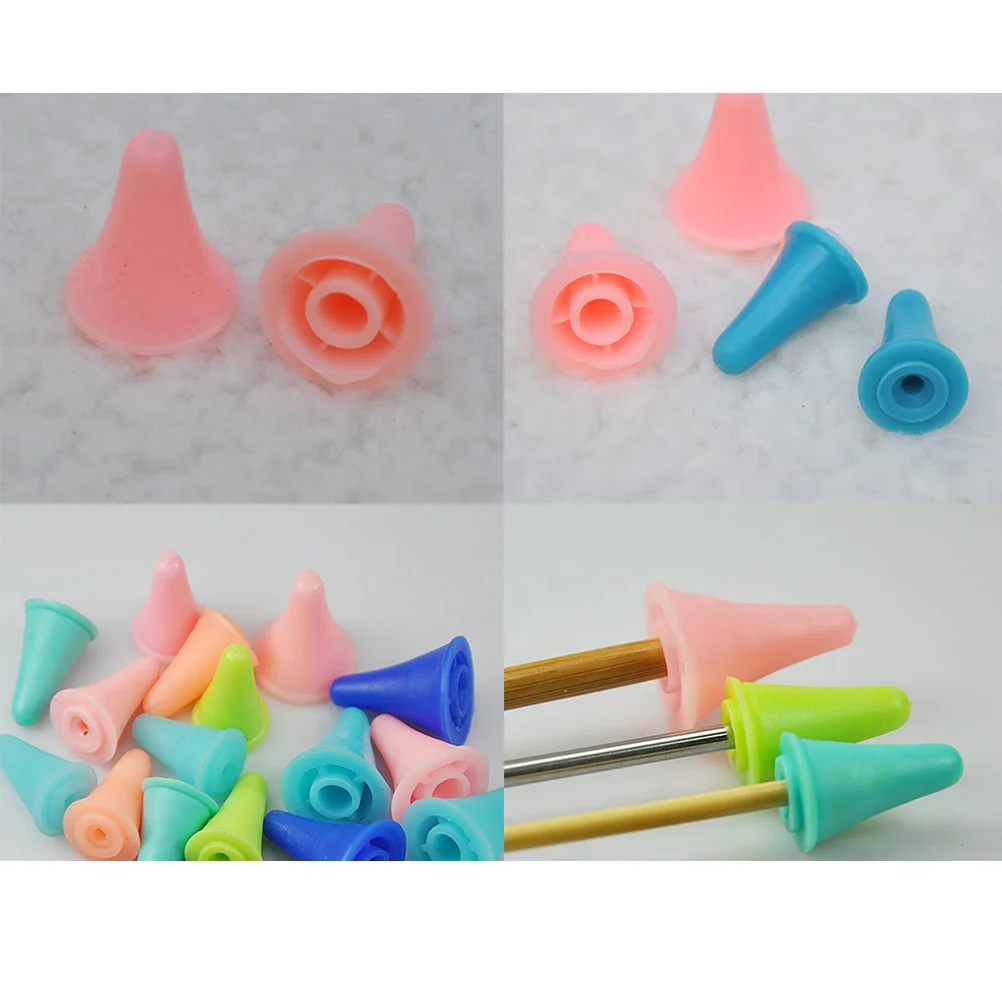 40 Pcs Knitting Needle Tip Cover Supplies Point Protector Crochet Soft Sets Stoppers Protectors Rubber Tools Needles Cap Round