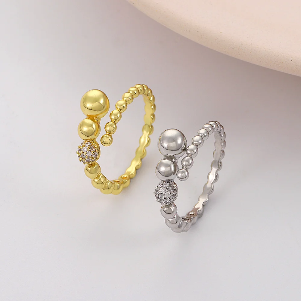 

Fashion Micro Inlaid Zircon Ball Ring For Women's Fashion Creative Free Size Index Finger Ring Simple Opening Ring Jewelry Gifts