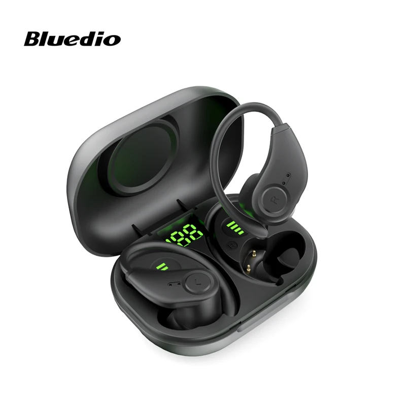 Bluedio S6 Wireless TWS Earphone Bluetooth 5.1 Headphone Hanging Ear Hook Earbuds Low Gaming Delay Headset with Battery Display