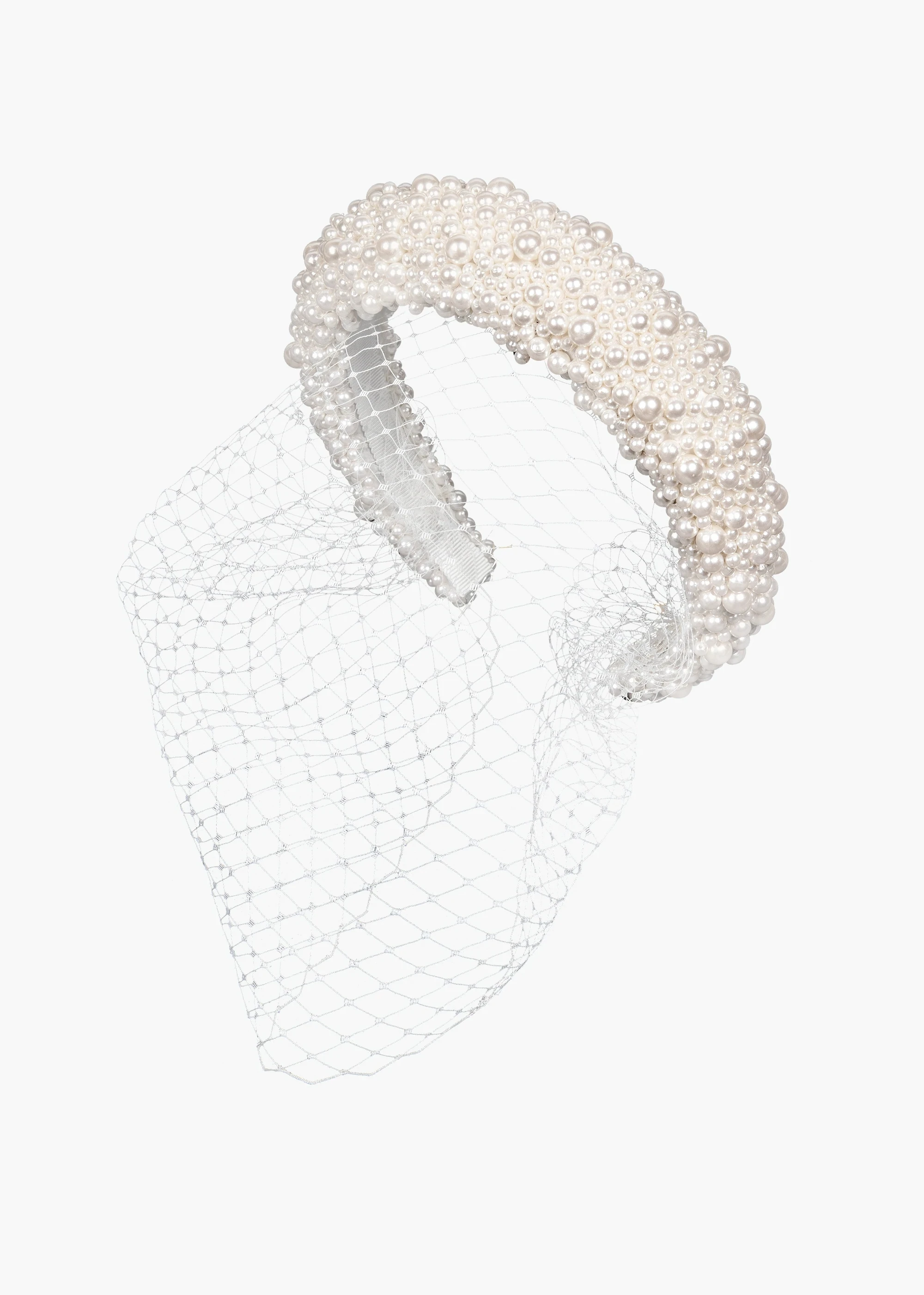 

White Birdcage Veil for Bride Black Full Pearls Charming Headband Veil Net Mask Elegant Wedding Hair Accessories Fascinators