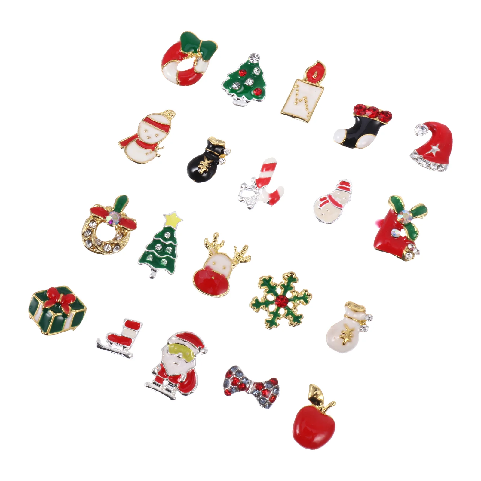 

20Pcs Christmas Nail Rhinestone 3D Metallic Nail Glitter Studs Rivet Beads Alloy Manicure Fingernail Decoration For Girl