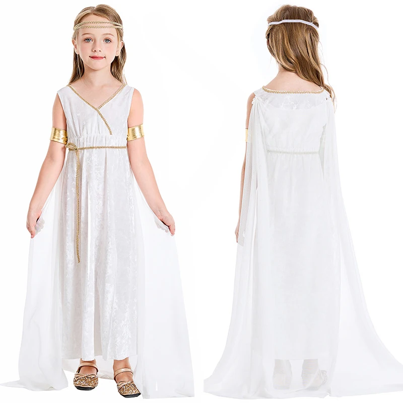 Костюмы на Хэллоуин для детей богиня греческая королева длинная юбка детские