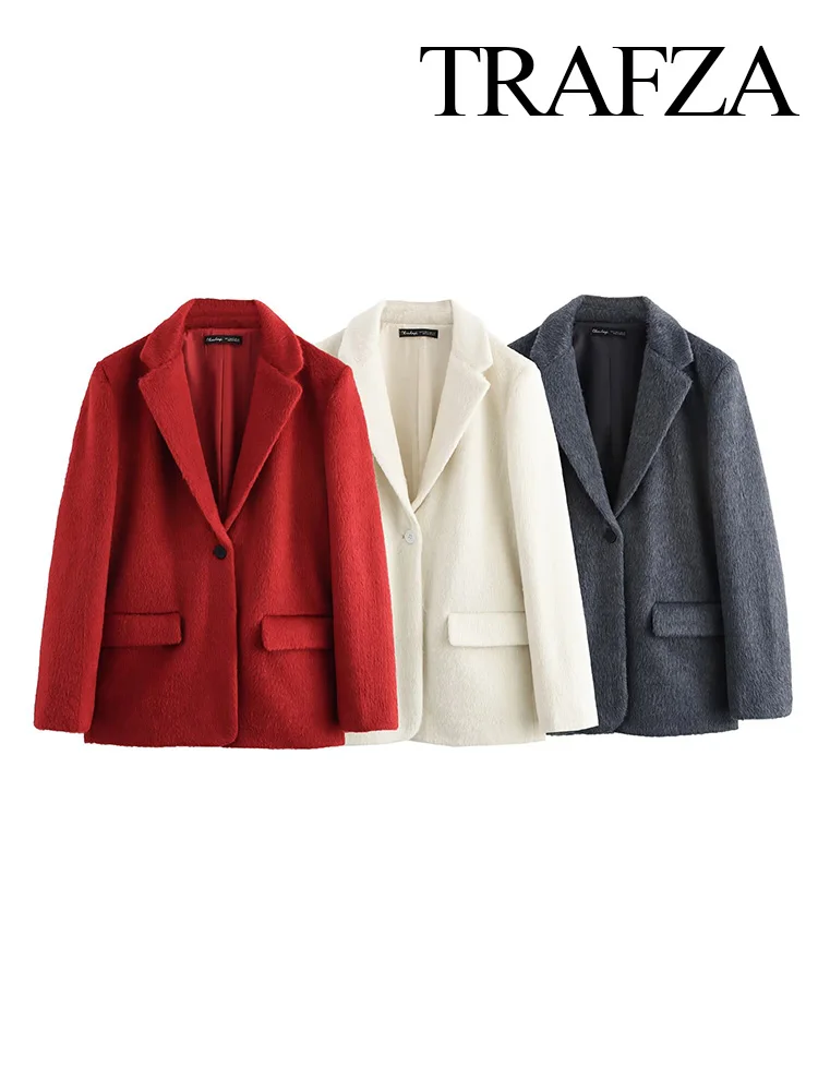 TRAFZA женские новые элегантные пальто однотонные отложные воротники с длинными