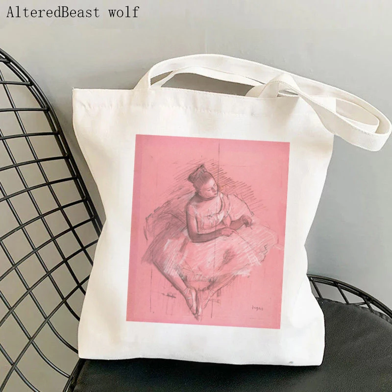 

Women Shopper bag Edgar Degas Seated Dance Kawaii Bag Harajuku Shopping Canvas Shopper Bag girl handbag Tote Shoulder Lady Bag