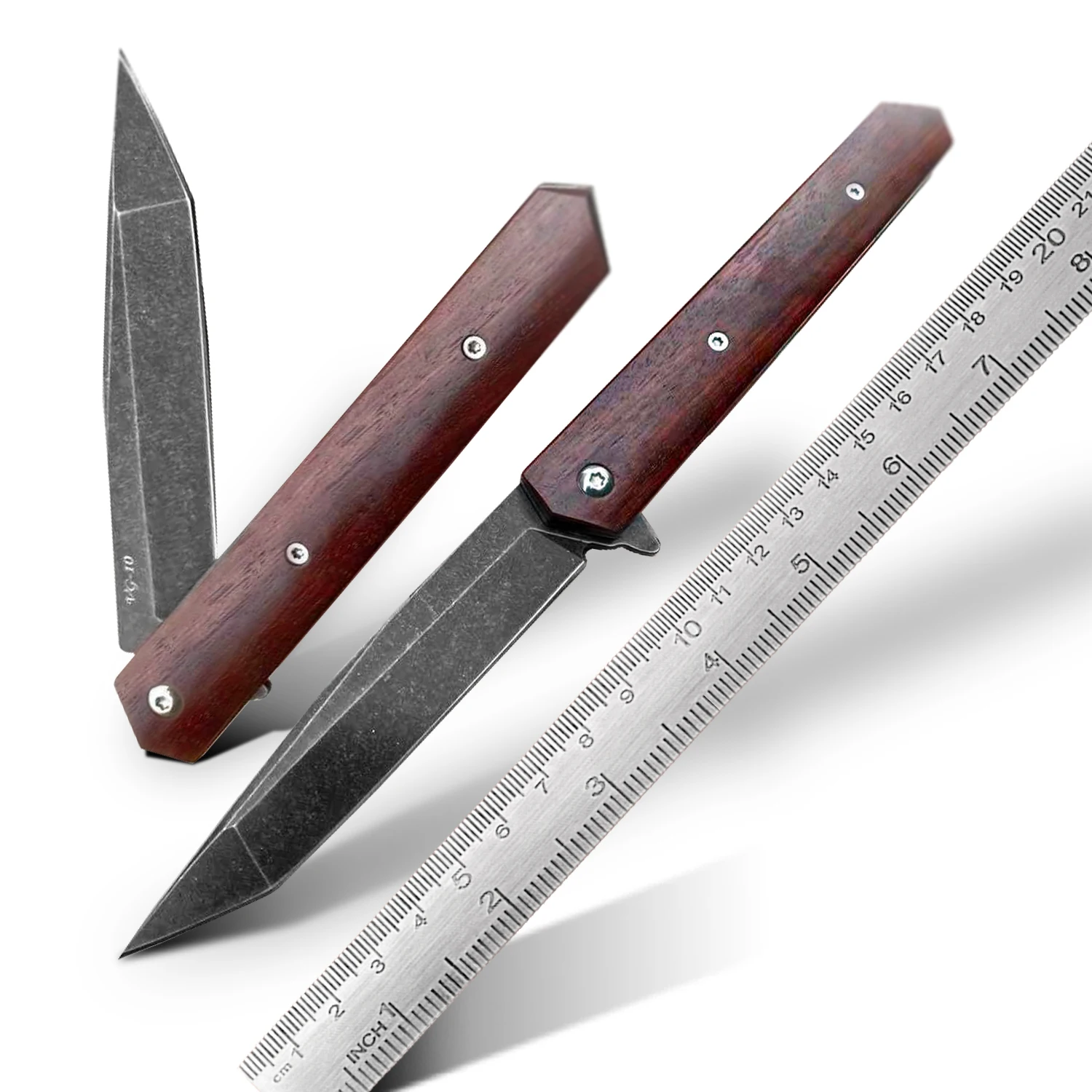NEWOOTZ VG10 steel rosewood handle hiking fishing self-defense outdoor activities folding knife