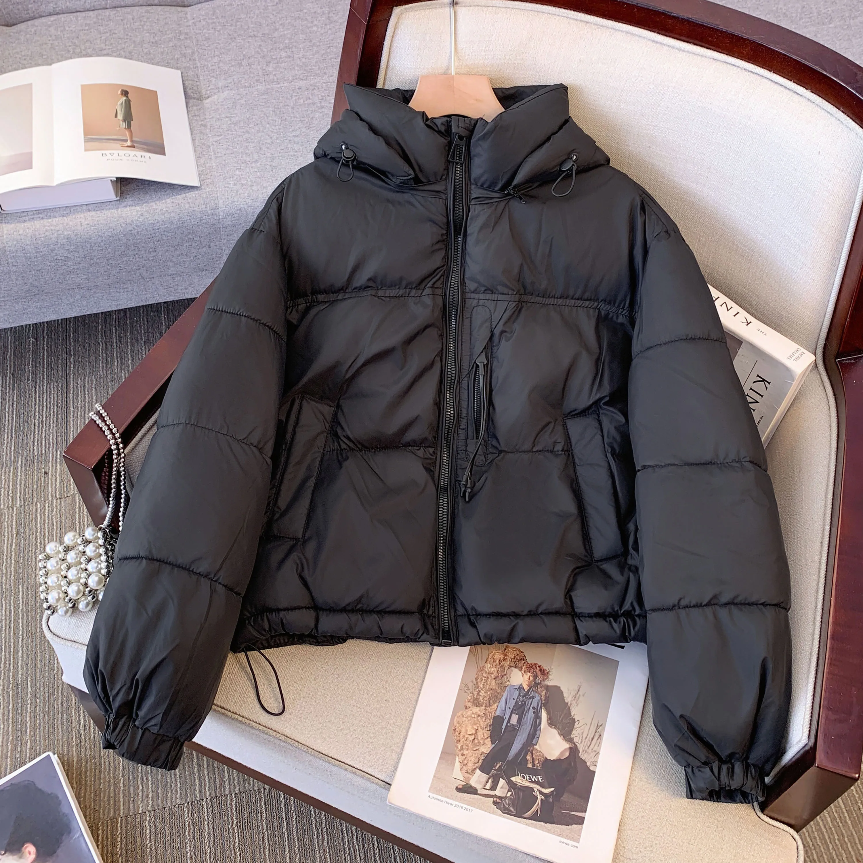 Красное пуховое пальто Ankela с хлопковой подкладкой для женщин зима 2024 новинка в