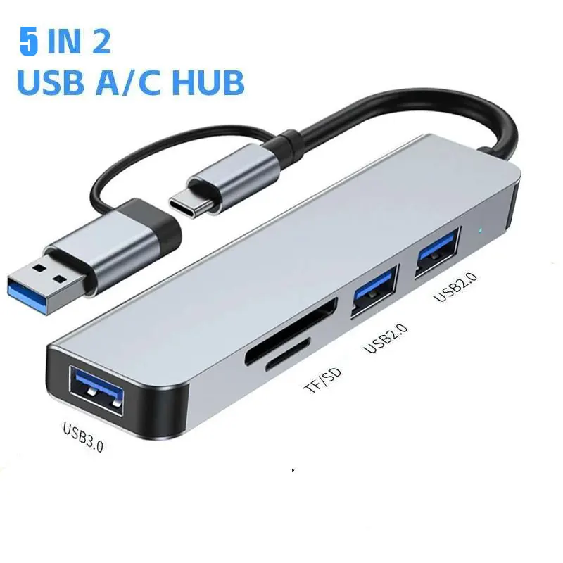 Тип C HUB USB 3.0 2.0 TF / SD 5-портовый мультисплиттер OTG для Lenovo HUAWEI Xiaomi концентратор из