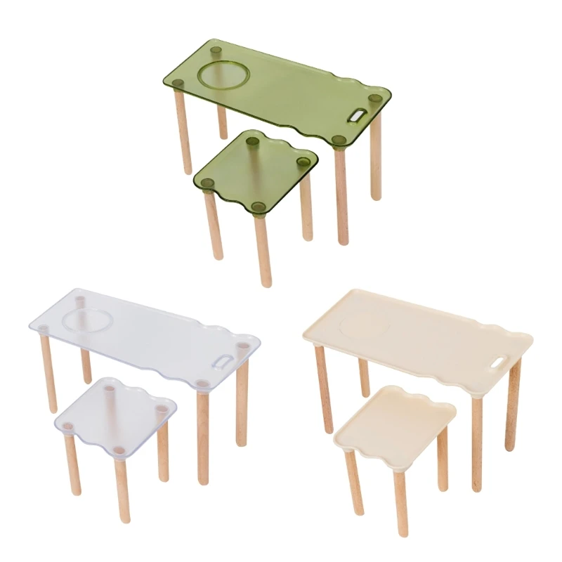 

W3JA Wood Small Animals Stand Platform Natural Toy Cage Accessories for Hamster