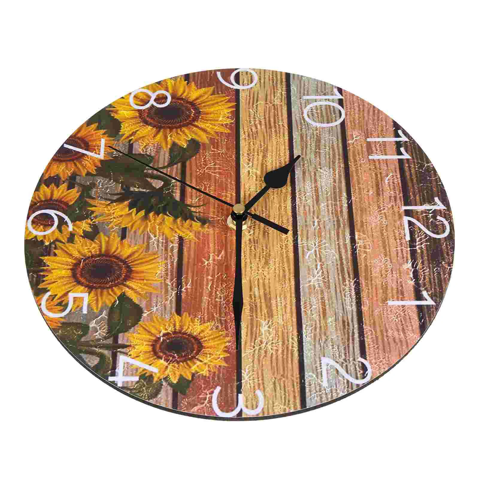 

Wooden Wall Clock Decorative Durable Round Wall Clocks Sunflower Wall Clock for Kitchen Living Room Bedroom