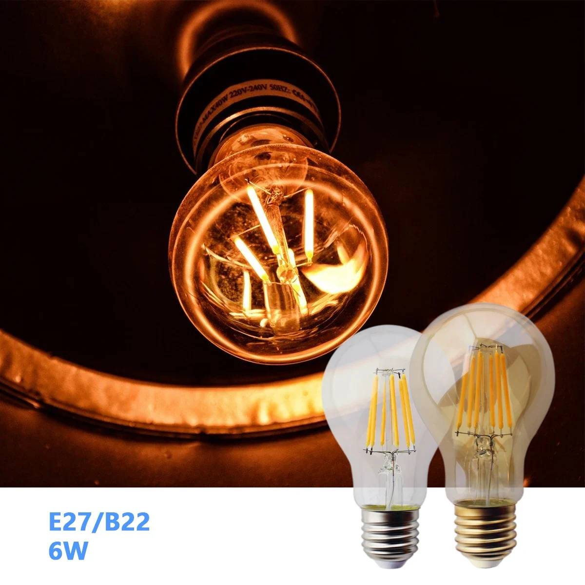 6 шт. ретро светодиодная лампа Edison накаливания 220 В лампочка E27 E14 C35 G45 A60 ST64 G80 G95 G125