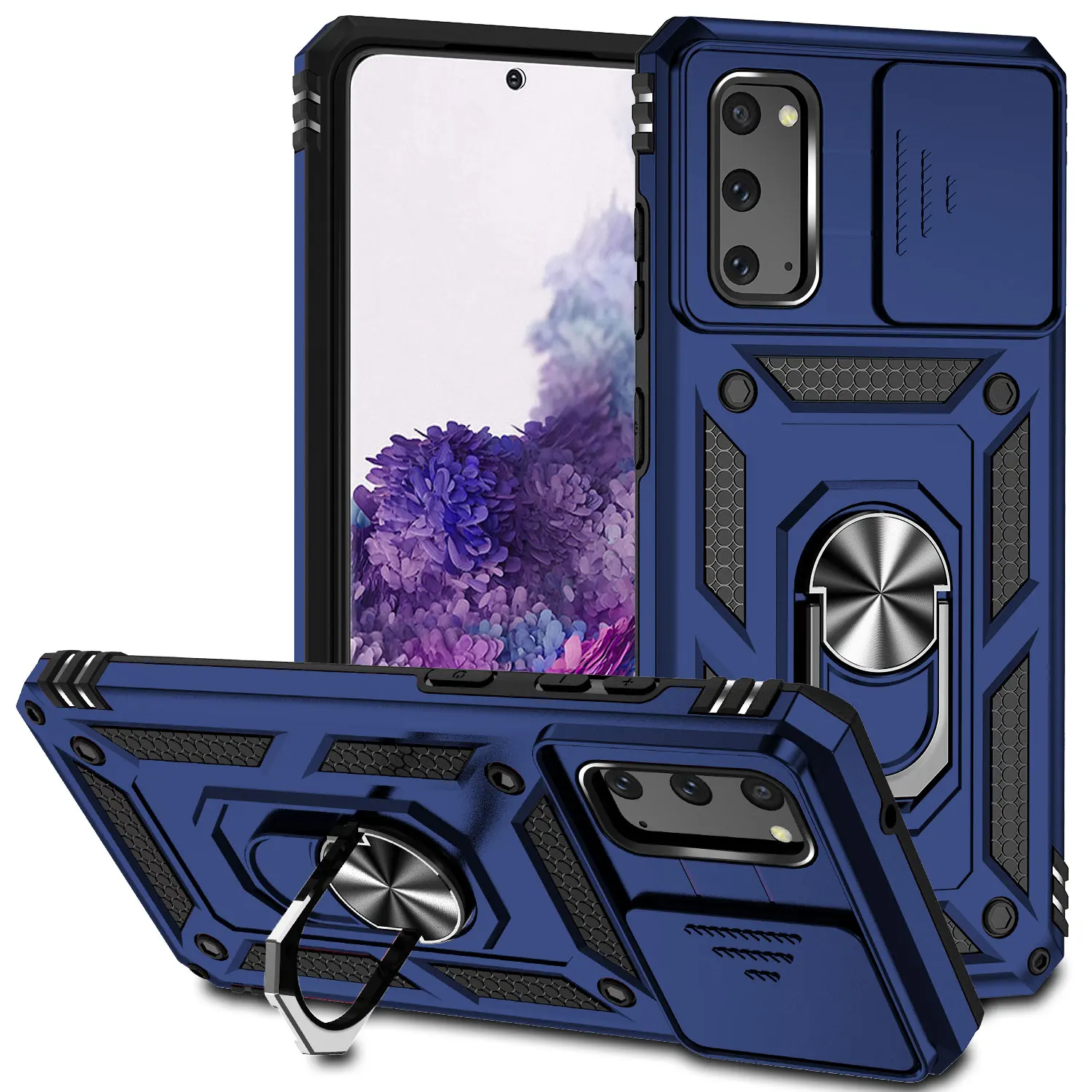 

Magnetic Armor Phone Case For Samsung Galaxy A10 A13 A22 A20 A30 A50 A51 A52 A71 S Bracket With Ring Slide Lens Protective Cover