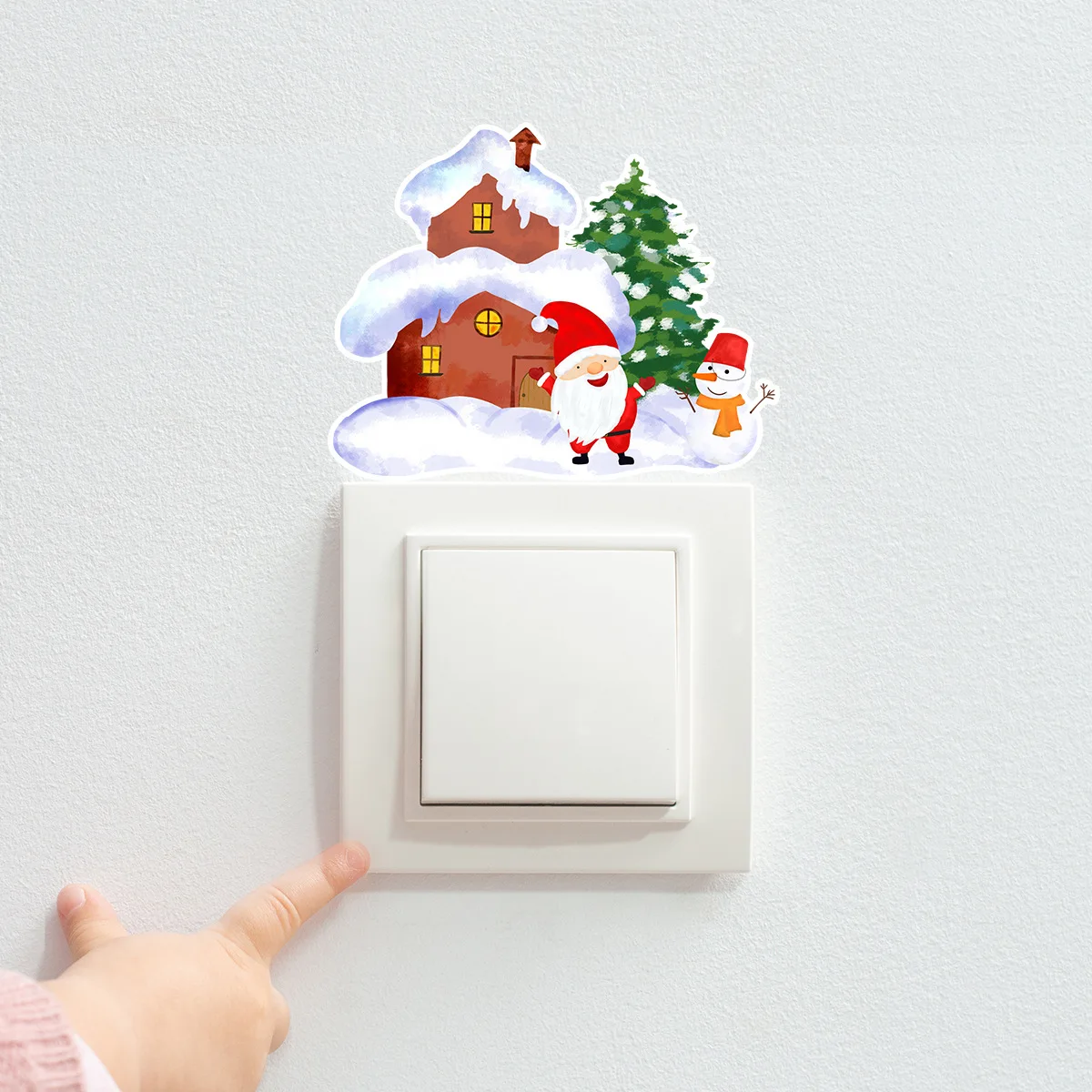 

Настенная Наклейка «Дом Санта Клауса», домашняя роспись, переключатель для гостиной, спальни, Мультяшные Рождественские декоративные обои, самоклеящиеся наклейки