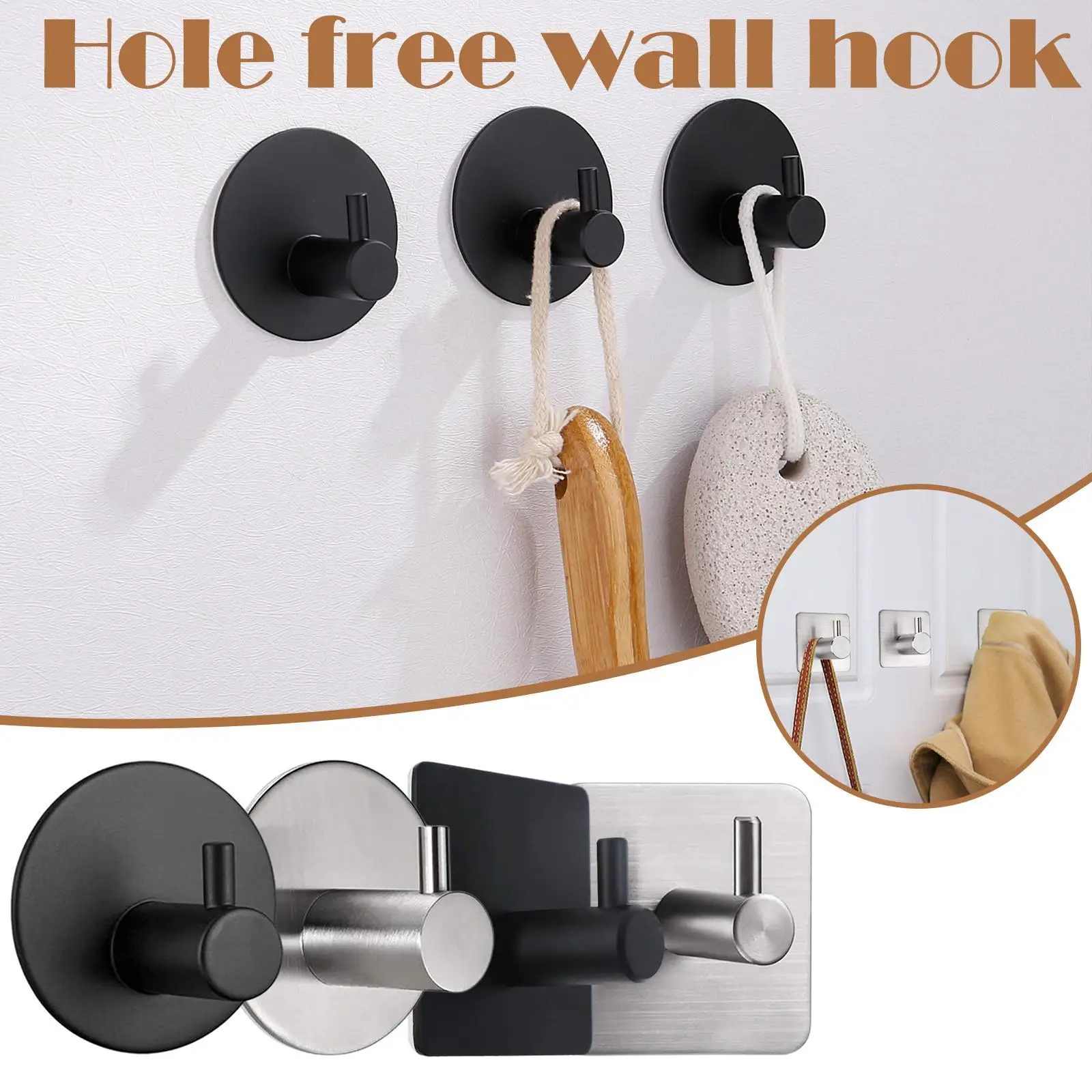 

Black Hooks for Bathroom Kitchen Hanger 304 Steel Wall Hook for Keys Coat Towel Hook Robe Hook Bathroom Hardware