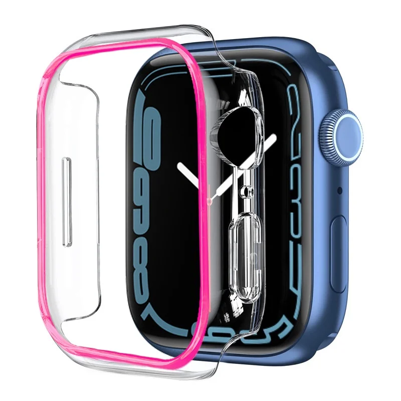

Luminous Bumper For Apple Watch 7 Case 45mm 41mm Hard PC Transparent Bumper Frame Protector For iWatch Series 7 iWatch7 Cover