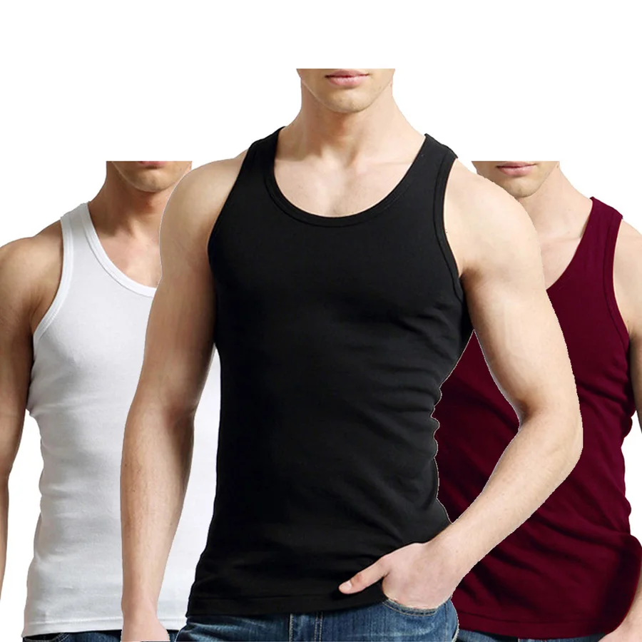 

2 Pcs/lot Tank Tops Men 100% Cotton Solid Vest Male Breathable Sleeveless Tops Slim Casual Undershirt Mens Gift