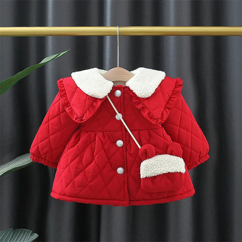 

Зимняя одежда для маленьких девочек, Повседневная плотная теплая детская верхняя одежда, куртки для девочек, детская одежда, хлопковые рождественские милые пальто принцессы