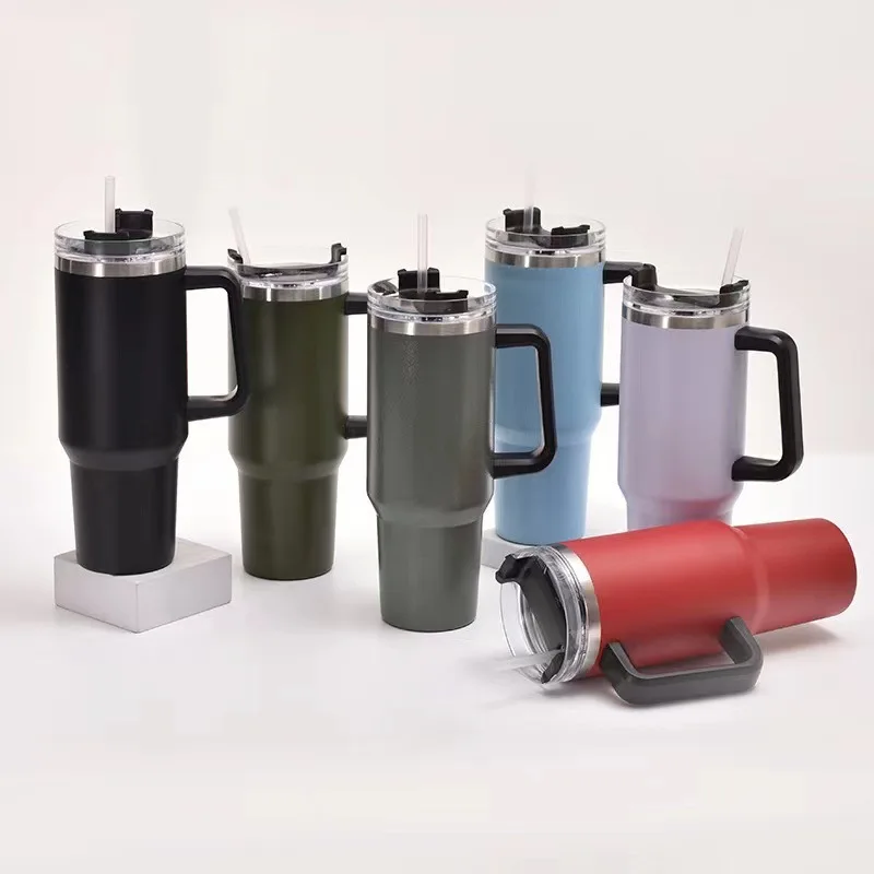 

30 40 oz Tumbler With Handle and Tumbler With Straw Lids Stainless Steel Coffee Tumbler Thermos Cup Car Mugs Travel Sport Bottle
