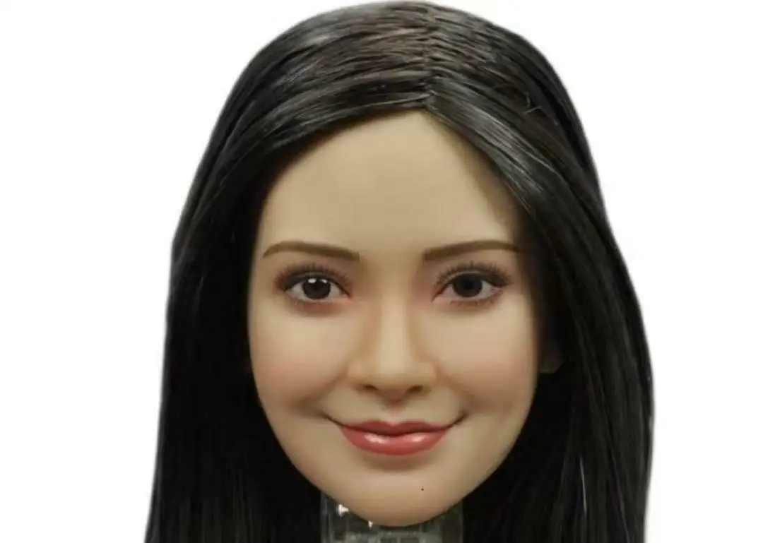 

1/6 Scale Asian Smiling Female Head Sculpture Model for 12" Doll Toys