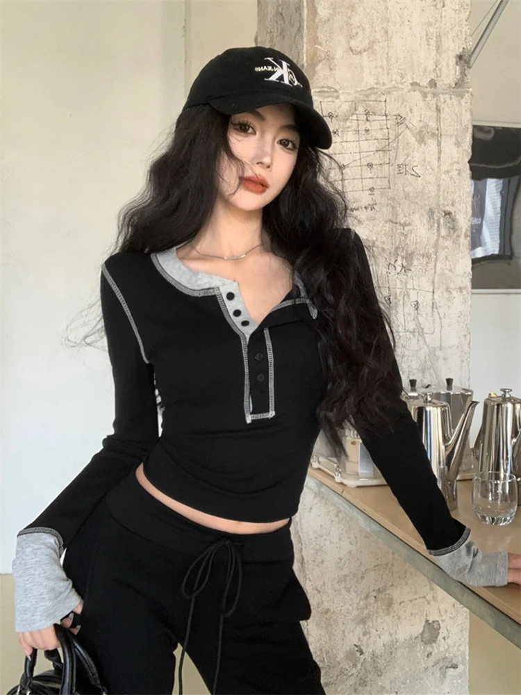 Рубашка с длинным рукавом American Gyaru нижняя рубашка женская короткая внутренняя